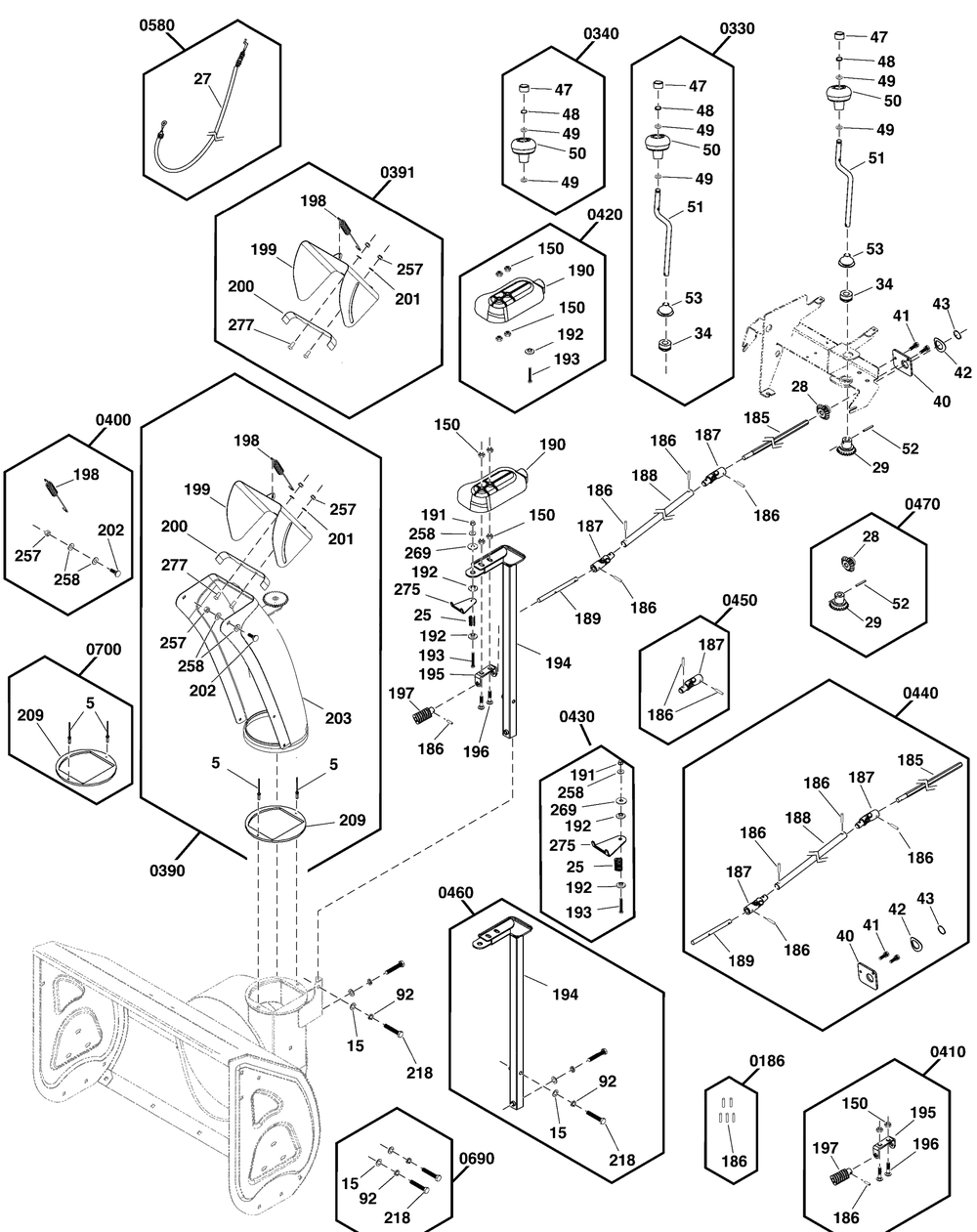 Discharge Chute Group Diagram and Parts List for 1696807-03-1024MDS 2019 Briggs and Stratton Snow Blower